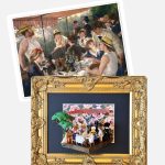 Tableau Playmobil Le déjeuner des canotiers en cadre doré, comparé à la peinture impressionniste d'origine