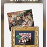 Story Instagram avec la peinture de Renoir et sa version Playmobil encadrée, Le déjeuner des canotiers
